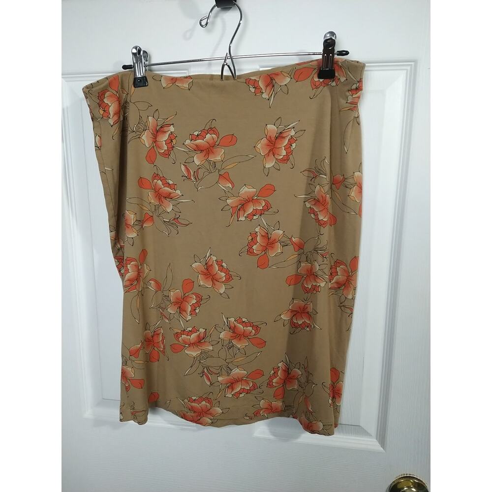 J. Jill Tan Floral Midi Skirt